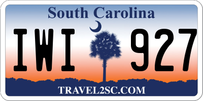 SC license plate IWI927