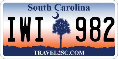 SC license plate IWI982