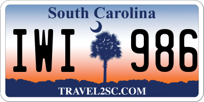 SC license plate IWI986
