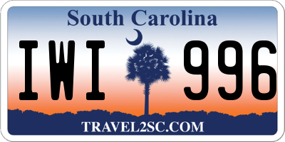 SC license plate IWI996