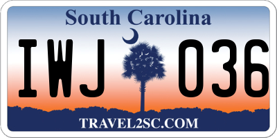 SC license plate IWJ036