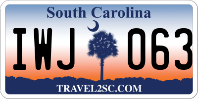 SC license plate IWJ063