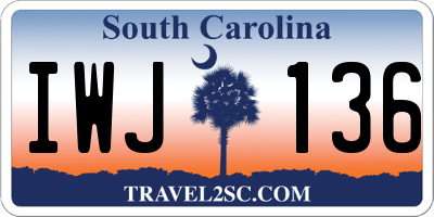 SC license plate IWJ136