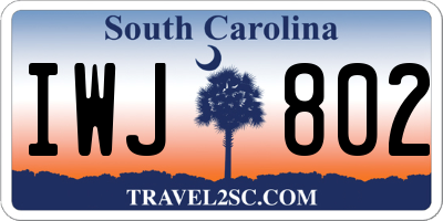 SC license plate IWJ802
