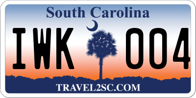 SC license plate IWK004