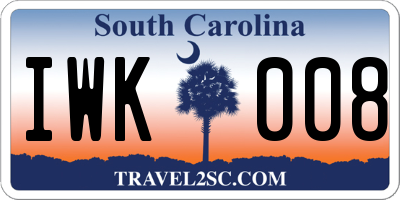 SC license plate IWK008