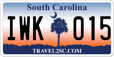 SC license plate IWK015