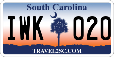 SC license plate IWK020