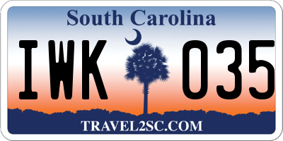SC license plate IWK035