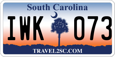 SC license plate IWK073