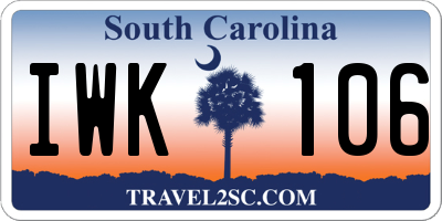 SC license plate IWK106