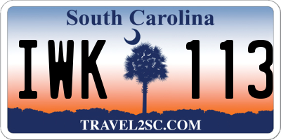 SC license plate IWK113
