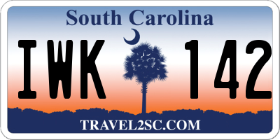 SC license plate IWK142
