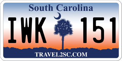 SC license plate IWK151