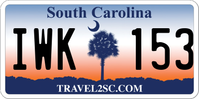 SC license plate IWK153