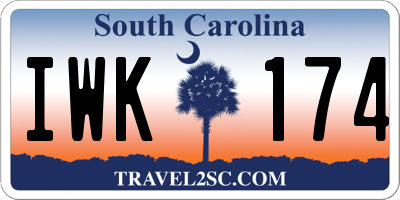 SC license plate IWK174