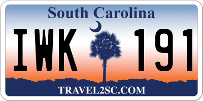 SC license plate IWK191