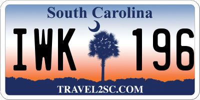 SC license plate IWK196