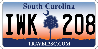 SC license plate IWK208