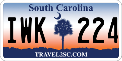 SC license plate IWK224