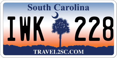 SC license plate IWK228