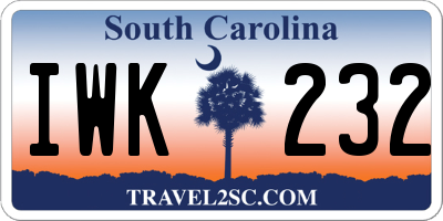 SC license plate IWK232