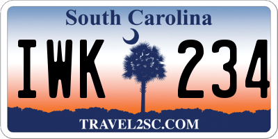 SC license plate IWK234
