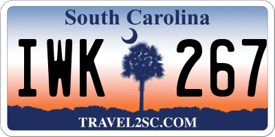 SC license plate IWK267