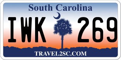 SC license plate IWK269