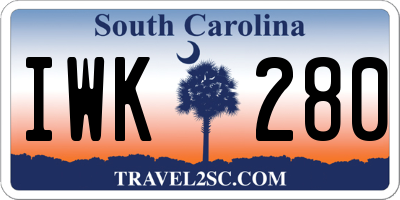 SC license plate IWK280