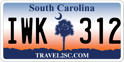 SC license plate IWK312