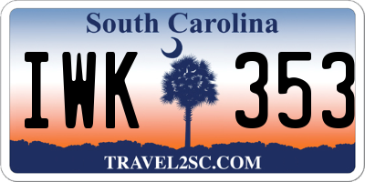 SC license plate IWK353