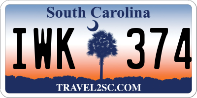 SC license plate IWK374