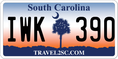 SC license plate IWK390
