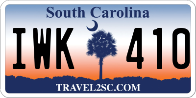 SC license plate IWK410