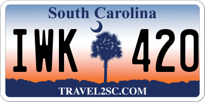 SC license plate IWK420