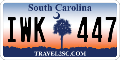 SC license plate IWK447
