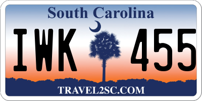 SC license plate IWK455