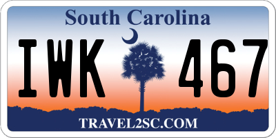 SC license plate IWK467