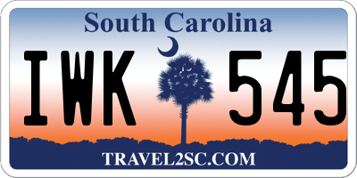 SC license plate IWK545
