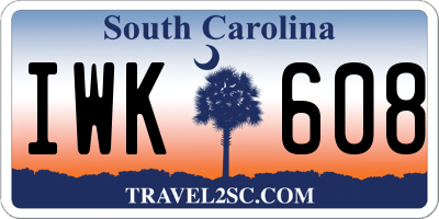 SC license plate IWK608