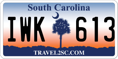 SC license plate IWK613