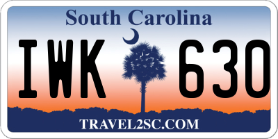 SC license plate IWK630