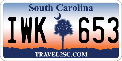 SC license plate IWK653