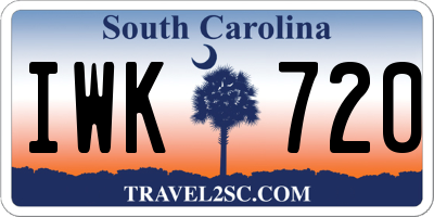 SC license plate IWK720