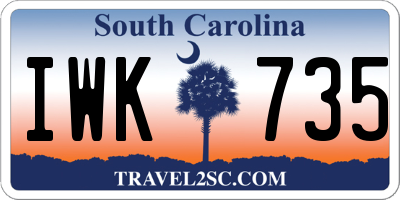 SC license plate IWK735
