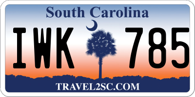 SC license plate IWK785