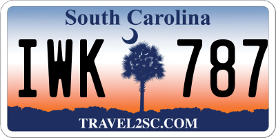 SC license plate IWK787