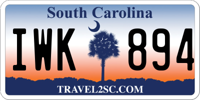 SC license plate IWK894