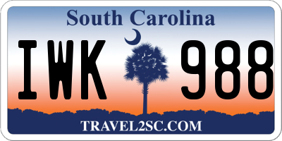 SC license plate IWK988